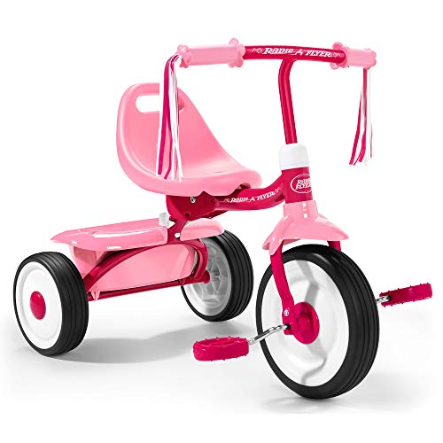 Radio Flyer Fold 2 Go Dreirad, komplett montiert, rosafarbenes Klapp-Dreirad, Kleinkinder von 1,5-3 Jahren