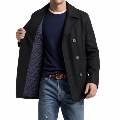 Image of Nautica Men's Wool Blend Peacoat - Double-Breasted Winter Coat, Regular, Big & Tall Sizes