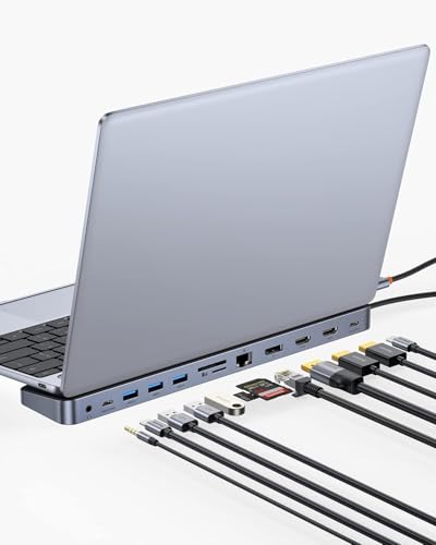 Hub USB Baseus 4K para teletrabajo con MacBook y tres monitores externos