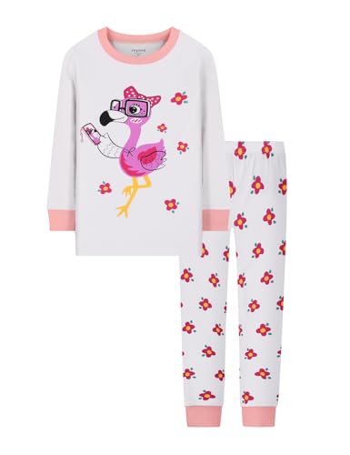 Joyond Girls' 4-Piece Snug Fit Cotton Pajama Set Size 2T-12Years, Kids Girls Long-Sleeve Clothes Top and Pants Sleepwear Sets2