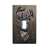 Wood Deer Antlers Single Toggle Light Switch Cover Decorative 1 Gang Wall Plate Electrical Hunting...