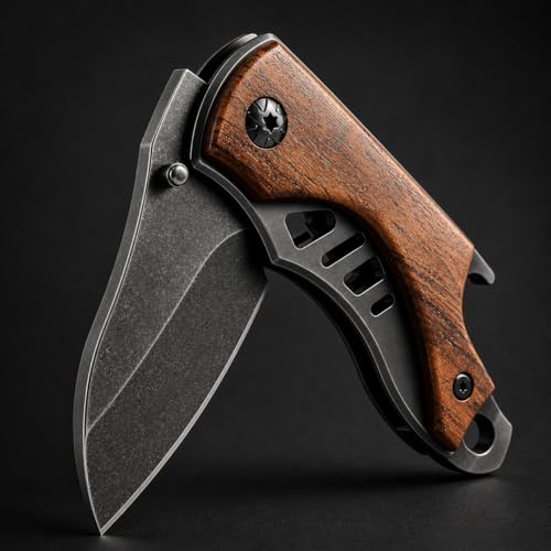 Image of Machado Compact Folding Utility Cutter with Wooden Handle | Portable Mini Box Opener for Daily Household & Office Use, Manual Open Design