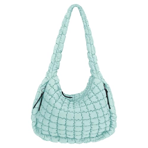Image of Puffer Quilted Shoulder Bag Large Puffer Tote Bag for Women,Hobo Quilted Tote Bag Crossbody Shoulder Handbags Puff Purse