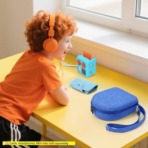 Image of Hard Case Compatible with Yoto Mini (2024 Edition), 3-in-1 Travel Bundle: Silicone Cover + Case with Shoulder Strap (Fits Mini Player & Headphones) + Up to 10 Card Holder for YOTO Cards (Blue)