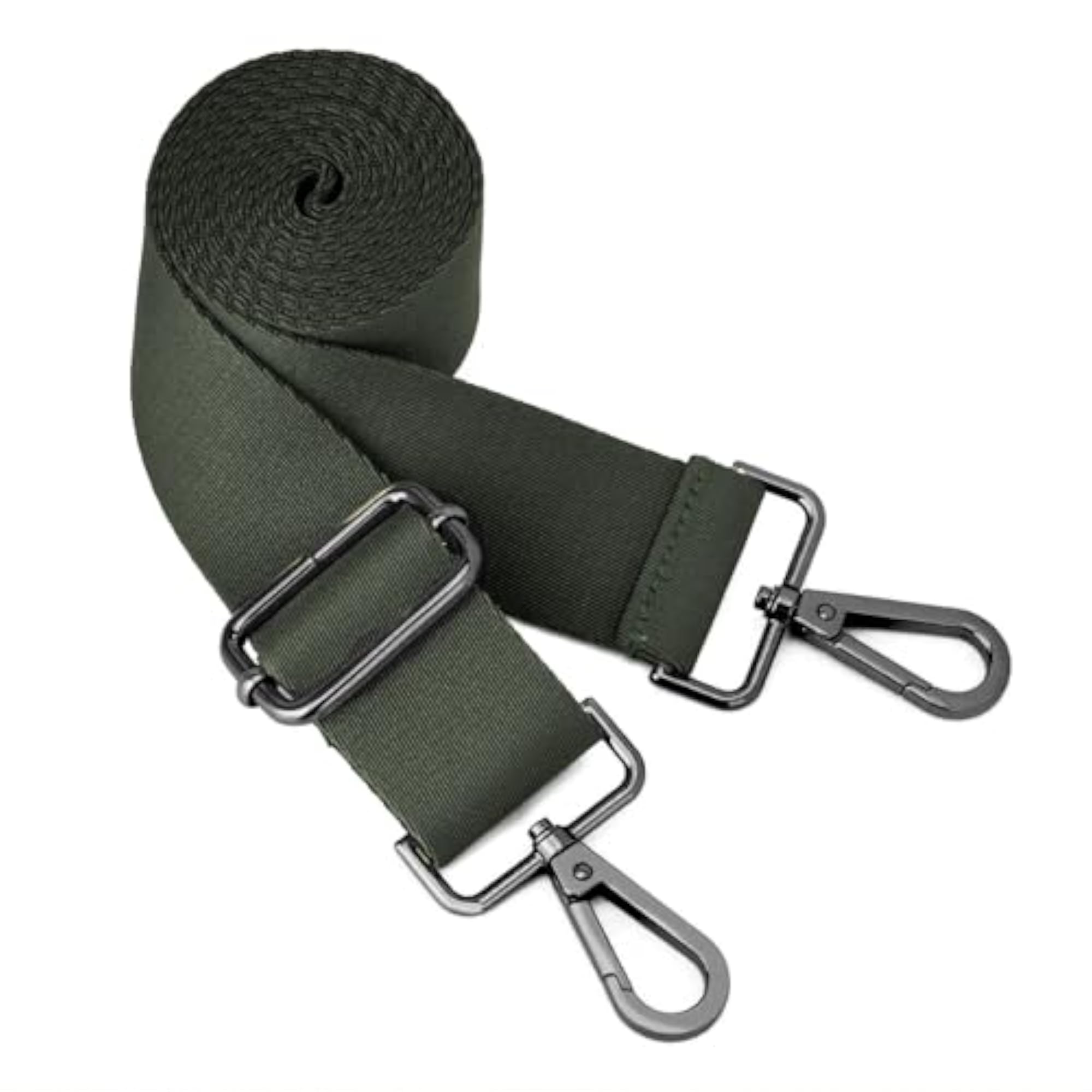 Nickel Buckles Wide Shoulder Strap, Adjustable Olive Green