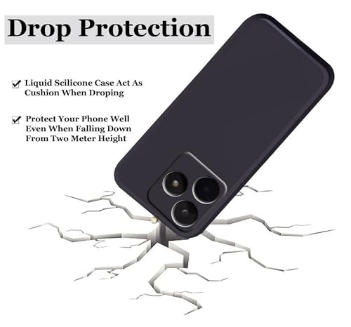 Image of A rtistque Liquid Silicone Back Cover Case for Realme C51 Shockproof TPU Soft Flexible with Camera Protection - Black