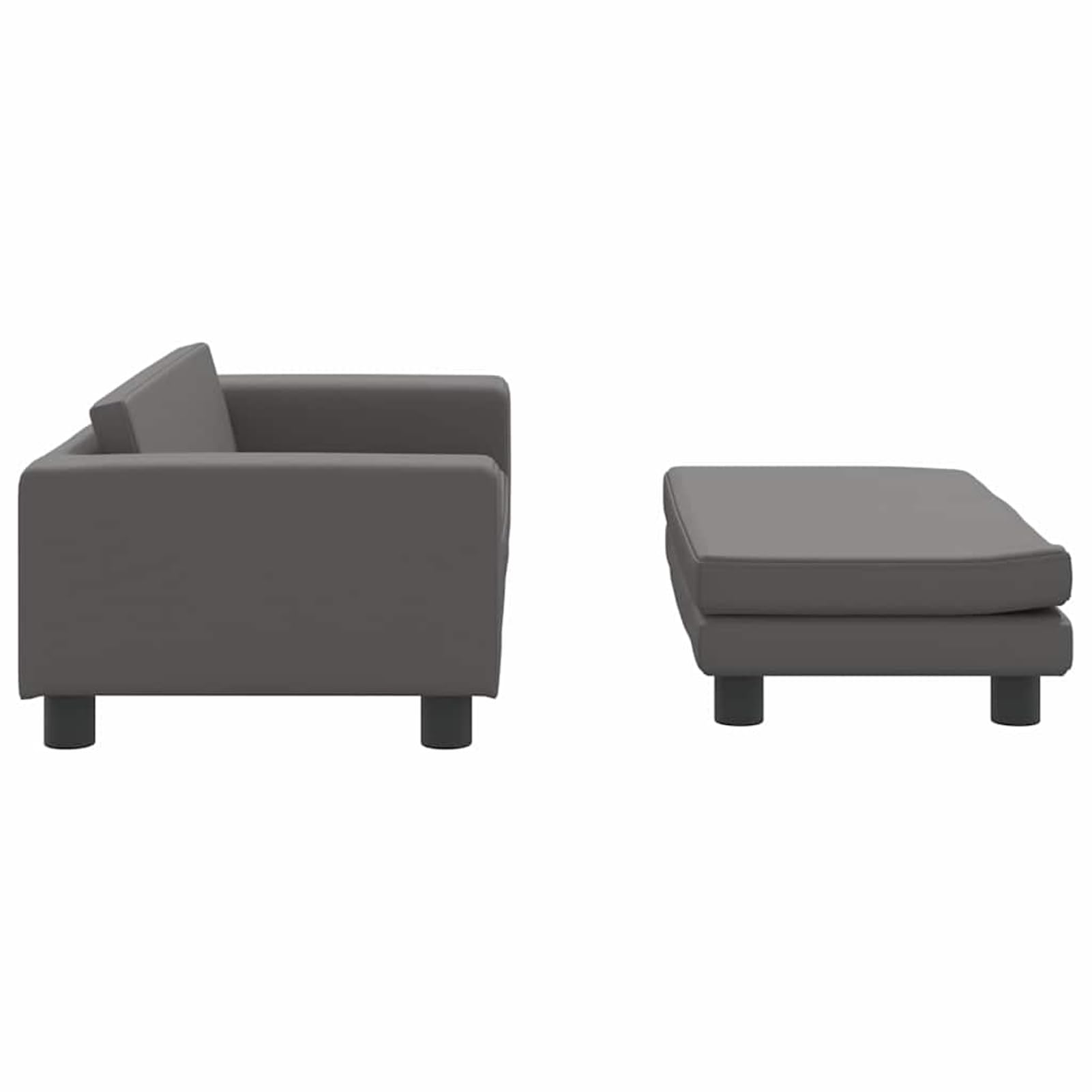 Hundebett mit Verlängerung Grau 100x50x30 cm Kunstleder | Weicher Schaumstoff, massiver Kiefernholzrahmen, wasserdichter Kunstlederbezug, einfache Reinigung, bis 50 kg