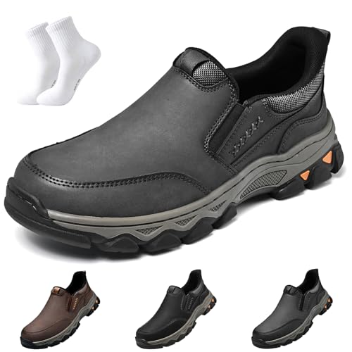 Enjerr Orthopedic Balance Shoes Men for Balance, Arch Support, 2025 New Men's Hands-Free Genuine Leather Slip On Loafers