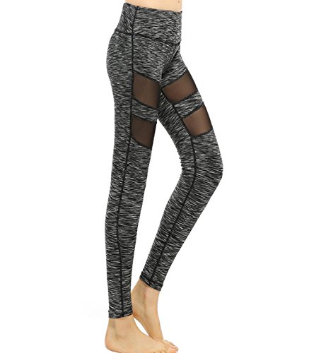 BuOceans - Mallas de mujer para yoga, pilates, artes marciales, gimnasia, baile, color gris, tamaño medium