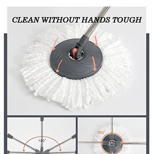 ZURBAQD Bodenwischer, Waschschleuder, einfache Reinigung, Teleskop-Badezimmerboden, Aluminium, Nass- und Trockengriff, 360-Grad-Drehung, magisches Set, Wischeimer mit Rädern Warm as Ever – Bild 3
