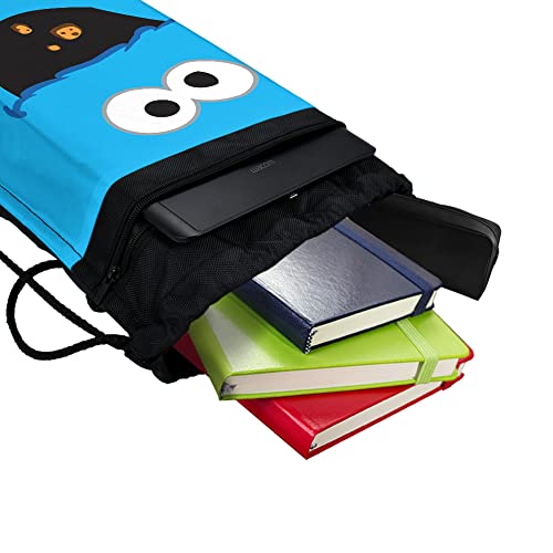 LOGOVISION Sesame Street Cookie Monster Face Drawstring Backpack Sports Bag Sackpack 17" x 13", Perfect for Gym, Yoga or Practice4