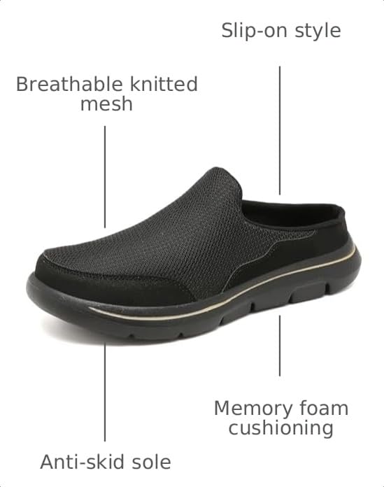 Image of Slip On Mules & Clogs for Womens Mens Light Open Back Shoes Comfort Walking Shoes Breathable Slippers Closed Toe Slides