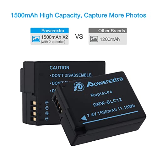 Powerextra 2 Pack Battery And Charger Compatible With Panasonic Dmw-Blc12, Dmw-Blc12E, Dmw-Blc12Pp And Panasonic Lumix Dmc-G85, Dmc-Fz200, Dmc-Fz1000, Dmc-G5, Dmc-G6, Dmc-G7, Dmc-Gh2, Dmc-Gx8 #TOP2