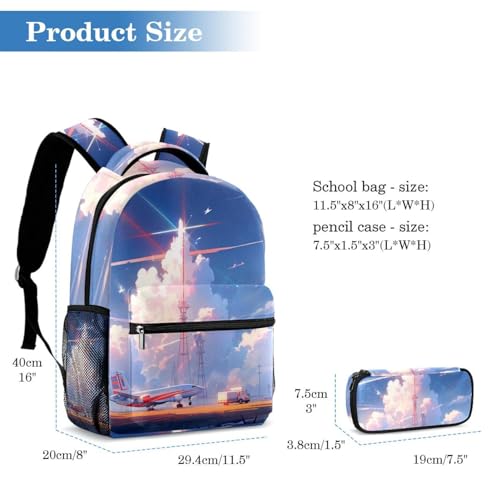 Sac à dos et trousse à crayons motif avion pour éviter le mal de dos - 2