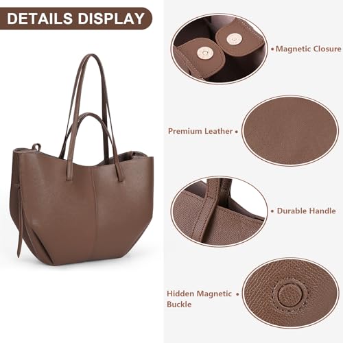 Image of Juoxeepy Work Bag Faux Leather Tote Bag for Women Trendy Handbag Purse Fall Shoulder Bag with Magnetic Closure