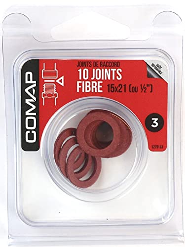 COMAP Lot de 10 Joints fibre standard d'étanchéite pour eau chaude et eau froide sanitaire - 15x21 - Joints pour raccord - S279103 Cover