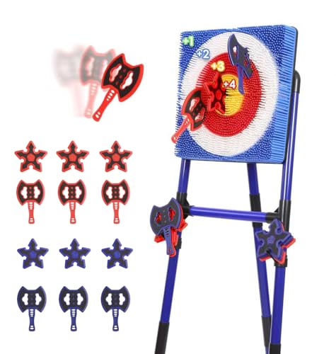 Steadyjoy Axe Throwing Game for Backyard Safe Plastic Axe Throwing Set for Kids & Adults with 6 Axes & 6 Darts Portable Indoor Outdoor Yard Games for Family Bristle Target Carnival Party