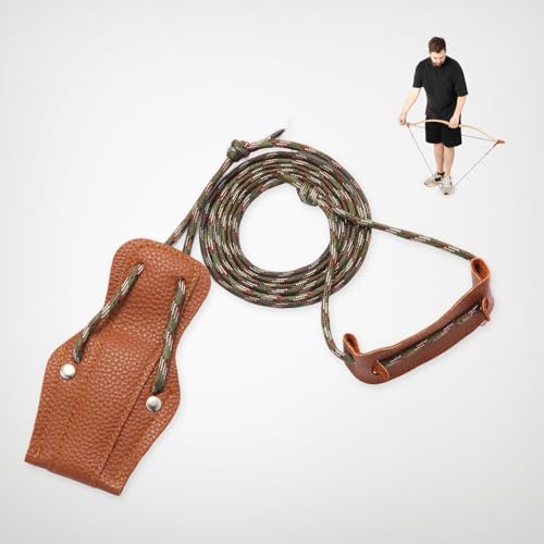AHOSOUTLY Bow Stringer Tool 69-Inch Nylon & PU Leather Stringer for Heavy-Duty Recurve Bow and Longbow Portable Safety Stringing Accessories