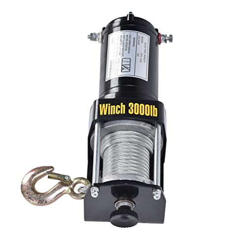 Winche eléctrico de 3000 lbs con cuerda de acero 12V miniatura 4