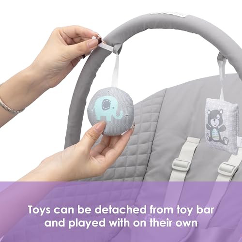 Baby Trend Sit N’ Sway Portable Swing – 3 Sway Speeds, 8 Melodies, Plug‑in or Battery Use, Remote Control, 5‑Point Harness, Removable Headrest & Toy Bar – Dash Grey - image 7