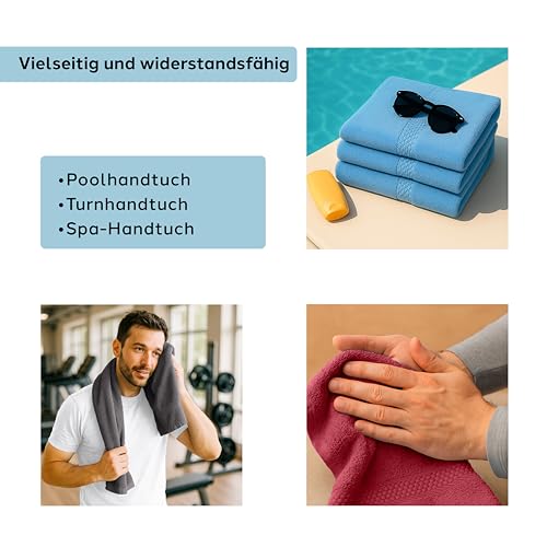 Caleffi Gästehandtücher 3er Set 40x60 cm, 100% Baumwolle, Mint – Ansicht 5
