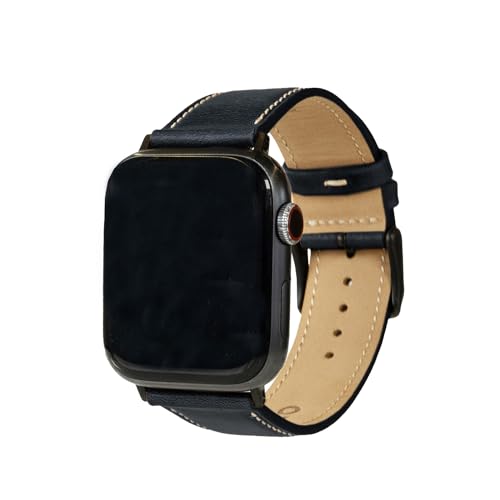 Kolo Flynn Leather Watch Band, Compatible With Apple Watch Series 1,2,3,4,5,6,7,8,9,SE,Ultra, Navy