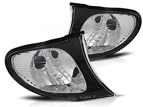 Dirección delantera compatible con Bmw Serie 3 E46 2001 2002 2003 2004 2005 Rand GV 462 lente de luz de señal de giro 1 par de luces intermitentes para parachoques delantero, color negro Rand