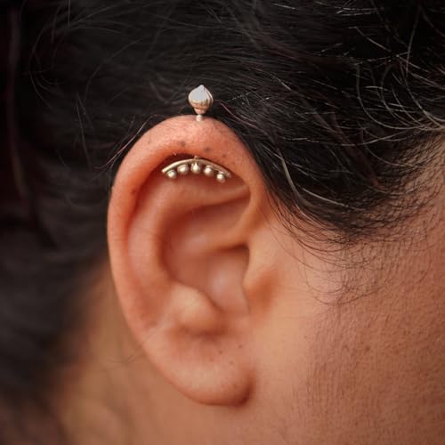 Image of Quirksmith 925 Sterling Silver Bugadi Earrings /Helix Piercing Studs with 925 Stamp And Certificate Of Authenticity /Gift for women