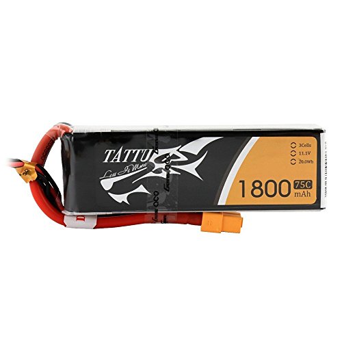 Tattu LiPo Battery Pack 1800mAh 75C 3S 11.1V with XT60 Plug for RC Helicopter Airplane Drones FPV
