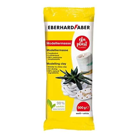 Eberhard Faber 570301 - EFAPlast Classic Modelliermasse in weiß,, Inhalt 500 g, lufthärtend, tonähnlich, kreatives Bastelvergnügen für kleine und große Künstler Cover