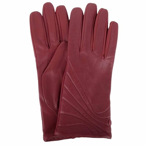 Guantes de piel auténtica mujer SNUGRUGS M suaves contra el frío color rojo rosso