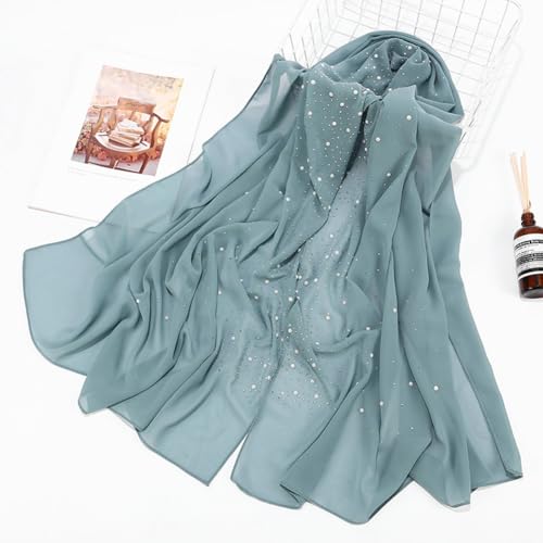 Glitter Shawl Scarf for Women Pearl Chiffon Solid Hijab Muslim Solid Color Soft Hijab Head Wrap Shawl Scarf3