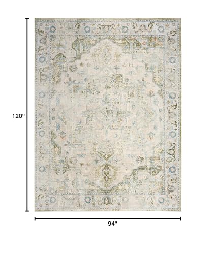 Tapete washable azul y verde 7'10" x 10' Nourison miniatura 2