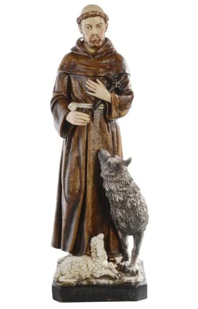 Generico ArteSacraCaravaggio Statua di San Francesco d'Assisi, in marmo resina cm 60 (23,62 inches), per interni ed esterni, decorata a mano, produzione artigianale italiana