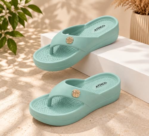 Image of ATHCO womens Fenny Women's Acupressure Slippers & Flip-Flops | Soft Foot Massager, Lightweight, Anti-Skid, Waterproof Comfort Slippers for Women & Girls | Daily Casual Wear