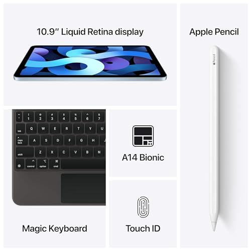 Image of Apple iPad Air (10.9-inch, Wi-Fi + Cellular, 64GB) - Sky Blue (Model, 4th Generation) (Renewed)
