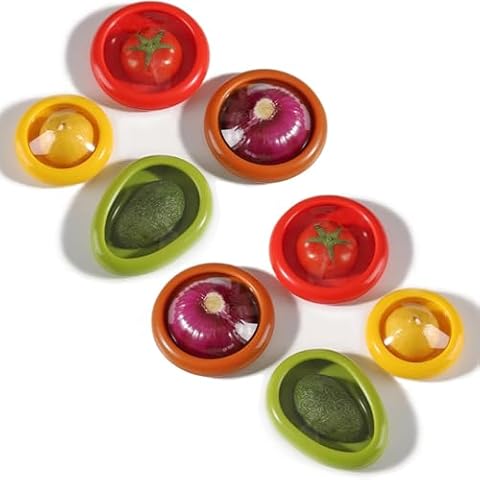 Viclemar Consecutive Storage Containers, Consecutive Storage, Fruit and Vegetable Anti-Oxidation Storage Box, Silicone Fruit Storage Box (8Pcs) Cover