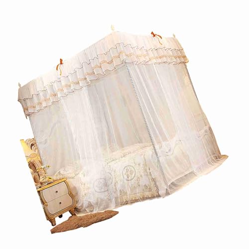Dosel de cama de princesa Akozon con diseño de encaje de lujo y postes 5