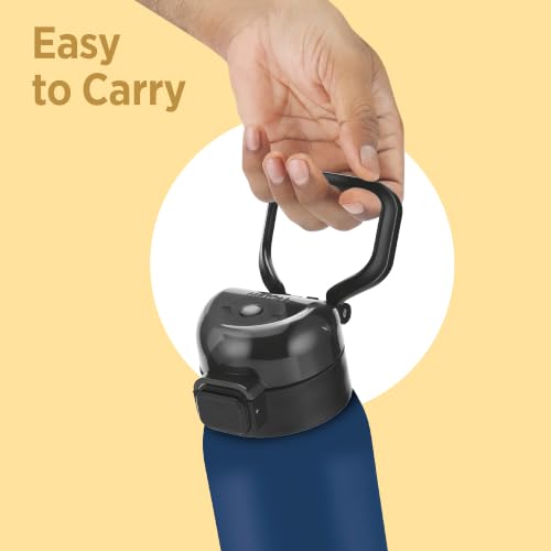 Image of Milton Dual Flow 600 Thermosteel Vande Mataram Water Bottle 595 ml, One Touch Safety Lock & Twin Lid Sip or Gulp,Long Hours Hot & Cold,Leak Proof,ISI Certified,Vacuum Insulated,Office,Gym,School,Blue