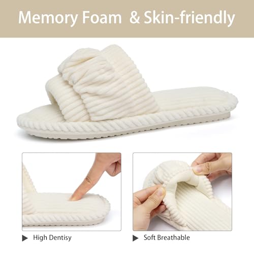 Image of GOEWY Fuzzy Open Toe Slippers for Women Indoor with Comfy Memory Foam