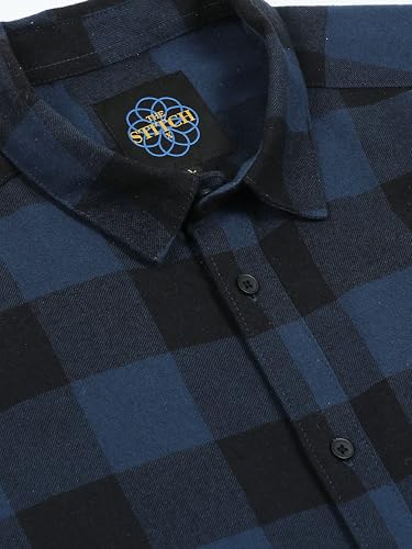 Image of StitchX Men's Slim Fit Brushed Cotton Buffalo Checkered Shirt