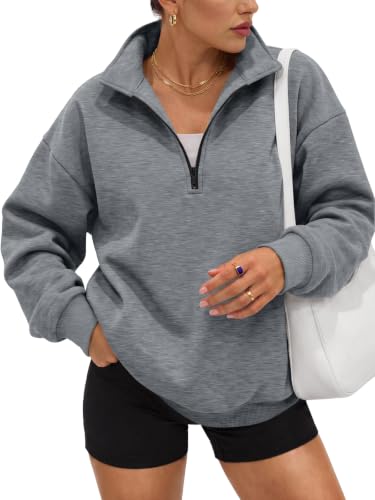 Image of Trendy Queen Women's Oversized Sweatshirts Half Quarter Zip Fleece Sweaters