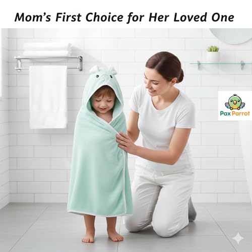 Image of Ultra-Soft Baby Hooded Towel - Coral Velvet Wrap Your Little One in Softness and Joy, Hypoallergenic & Super Absorbent Bath Wrap for Newborns & Toddlers | Cute Animal Design (0-5 Years) (turquoise)