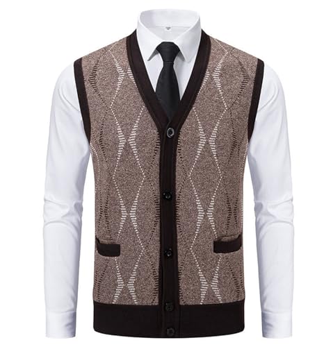 Men's Argyle Sweater Vest Lightweight Plaid Knit Cardigan Vest Vintage Slim Fit Sleeveless Vests3
