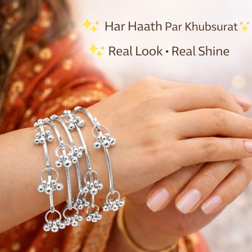 Image of 8 Pcs Ghunghroo Kashmiri Bangles Set for Women Stylish | Gold Tone Kashmiri Chudi | Lightweight Traditional Jewellery
