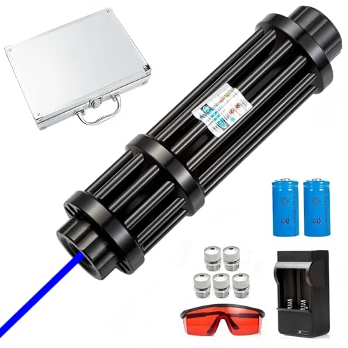 ERAMONG High Power Blue Flashlight, Long Range Flashlight with Adjustable Focus and Multi Patterns for Camping, Hiking, Hunting, Fishing