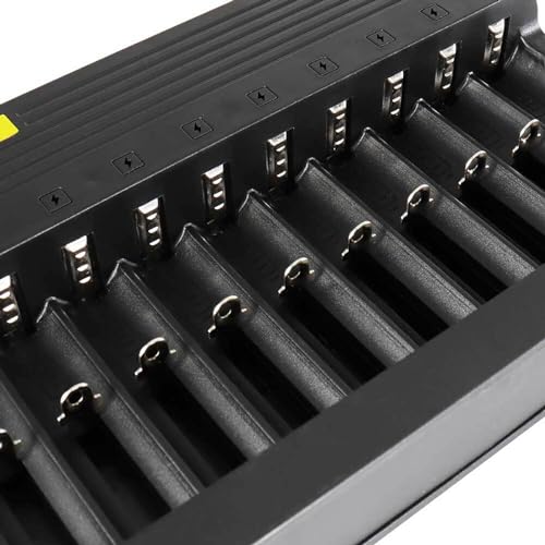 DC 4.2V/6000mA Li-ion Smart Battery Charger 10 Slots with Cable for 26650 18650 16340 14500 17500 3.7V Li-Ion Cell