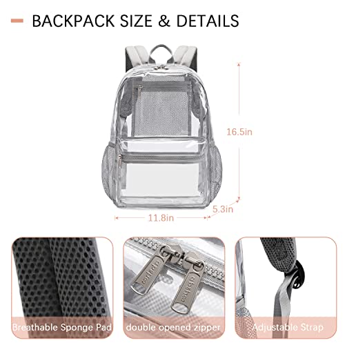 Abshoo Heavy Duty Clear Backpack School Approved Transparent Clear Bookbag For School (Grey) #TOP4