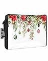 DecorLovee Outdoor TV Cover 80 to 85 Inches Weatherproof & Waterproof, Red Green Christmas Outdoor TV Enclosure with Remote Control Pocket, Xmas Balls Botanical Poinsettia TV Screen Protectors