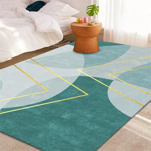 RUGMRZ Teppiche Modern Designer Für Wohnzimmer Wohnzimmer Teppich Grüner geometrischer Wohnzimmerteppich Esszimmer Schlafzimmer Teppich pflegeleicht Waschbare Teppiche Teppich Flach Gewebt 60x100cm